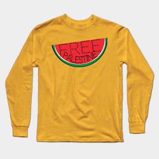 Free Palestine - Watermelon - Slightly Tilted - Front Long Sleeve T-Shirt